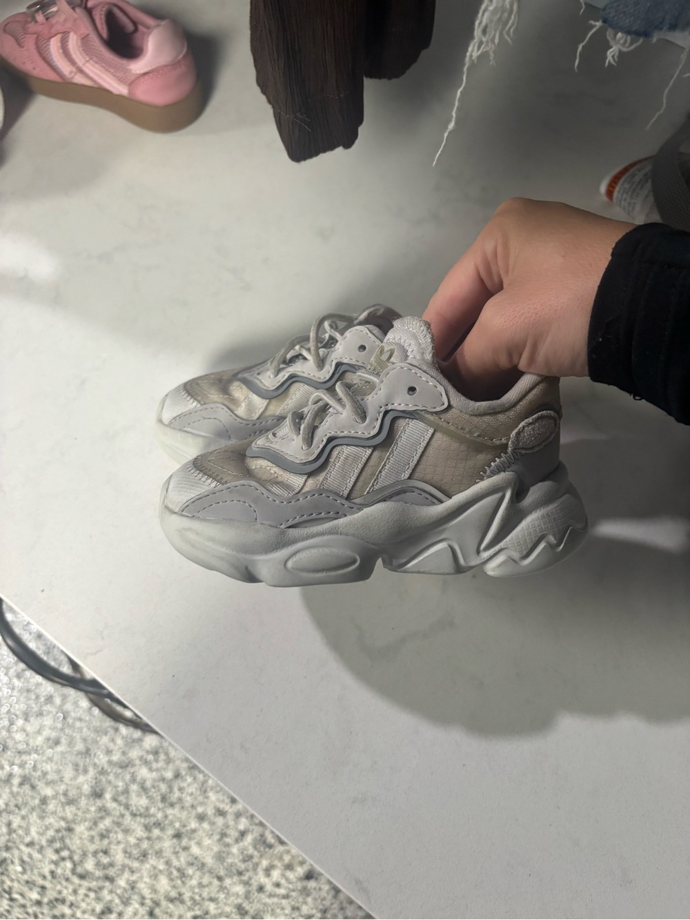 adidas Kids Chunky White/Light Gray Sport Sneakers